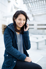 Woman enjoy talk to cellphone