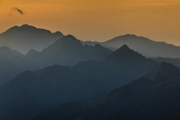 Fototapeta na wymiar Sunset over the Fagaras Mountains, Southern Carpathians