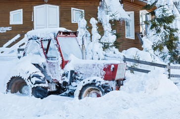 Tractor in the snow