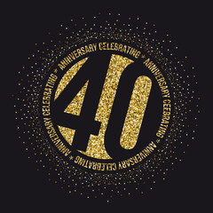 Forty years anniversary celebration golden logotype. 40th anniversary gold logo.