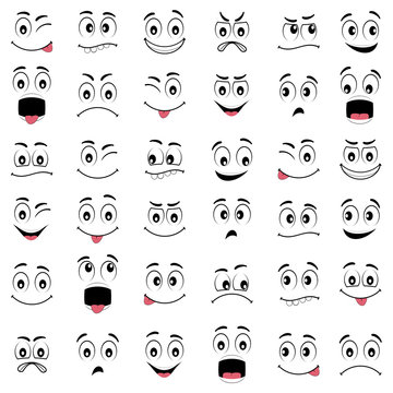 Cartoon faces with different emotions