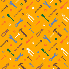 Colorful seamless pattern with tools for construction work 