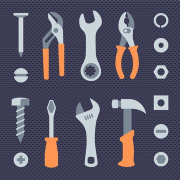 Repair tools simple icons set