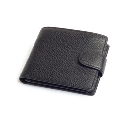 men's black wallet money in cash isolated on white background
