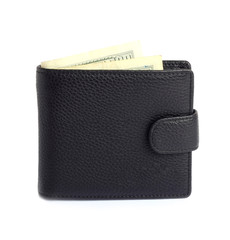 Naklejka premium men's black wallet money in cash isolated on white background 
