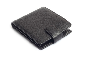 men's black wallet money in cash isolated on white background
