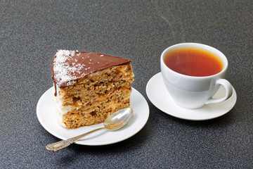 Domestic cake and cup of tea