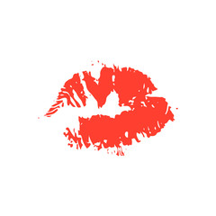 Fototapeta na wymiar Print of red lips. Vector illustration on a white background. Romantic illustration for a wedding, print, celebration, holiday, invitations, web