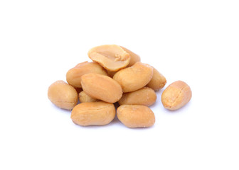 Roasted salted peanuts isolated on a white background