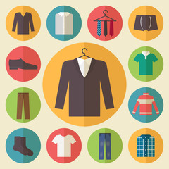 Man clothing vector icons set