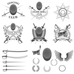 Set of fencing club labels