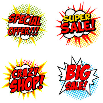 Set of Special Offer!!! Super Sale! Crazy SHOP! Big Sale! phrase