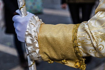 Detail view of a epoque costume at Venetian carnival 6