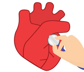 Heart auscultation vector illustration.