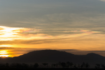 Sunrise And Mountain nature silhouette,