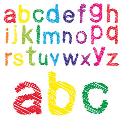 Conceptual sketch colorful child font collection