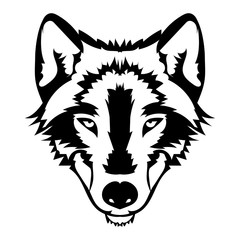 Vector illustration of wolf face black and white tattoo