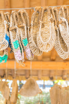 Sandals made by hand, using sisal at Namsangol Hanok Village, Se