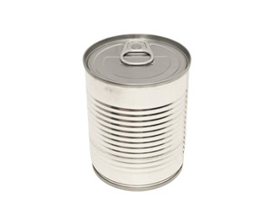 The closed tin cans isolated.