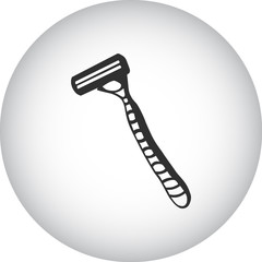 Safety razor simple icon on colorful round background