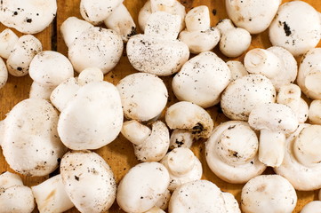 mushrooms on a wooden table