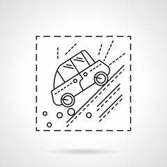 Car accident in the mountains line vector icon