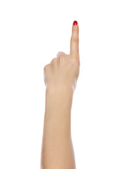 Female finger raised upward