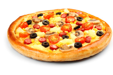 Delicious pizza, isolated on white