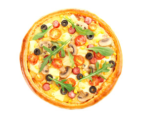 Delicious pizza, isolated on white