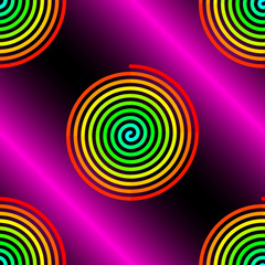 Abstract gradient red to blue spirals on pink black background s