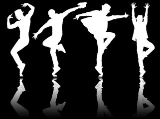 Silhouettes of dancers in dancing concept