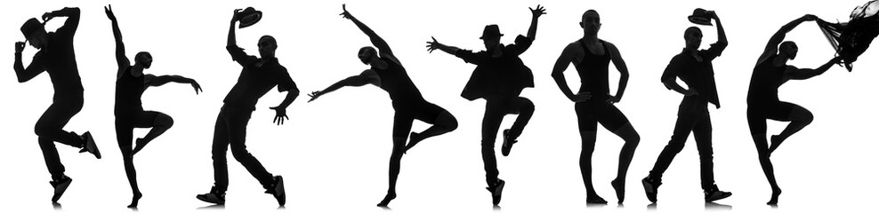 Silhouettes of dancers in dancing concept