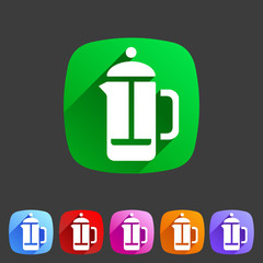 french press coffee icon flat web sign symbol logo label