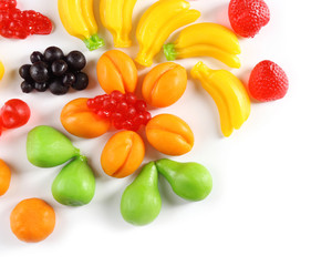 Fruit jelly candies isolated on white