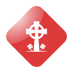 Celtic cross with clover simple icon on colorful background