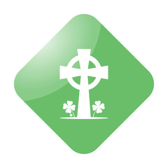 Celtic cross with clover simple icon on colorful background