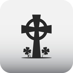 Celtic cross with clover simple icon on colorful background
