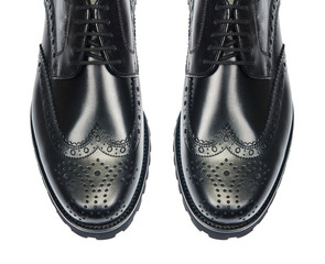 Tip of male shoes isolated on white