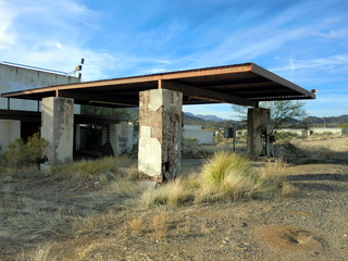 Entrance to abandoned racetrack in Arizona desert - landscape photo