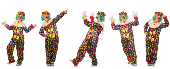 Set of clown photos isolated on white