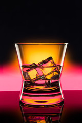 hot drink shots in bar on color abstract background