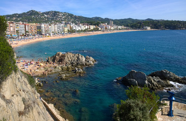 View of the beach of Lloret de Mar, Catalonia, Spain