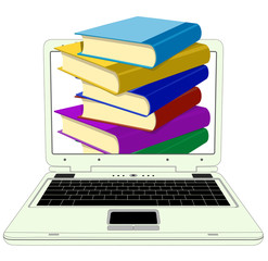 Books from your laptop on a white background