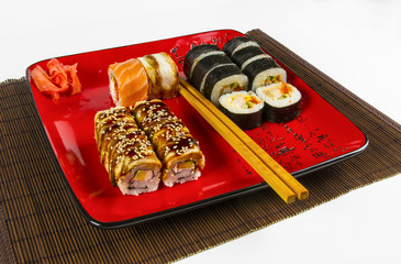 still life - set the rolls on a red plate