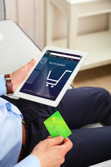 Man shopping online with digital tablet