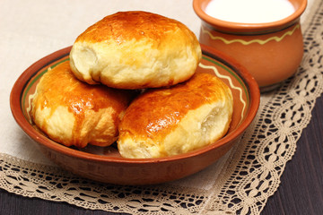 fresh meat pies and milk