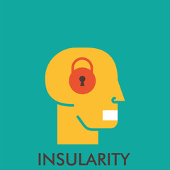 Insularity. Lock. Close Mouse. Secretive. Line icon with flat design elements. Flat icon. Flat Design. Icon concept.
