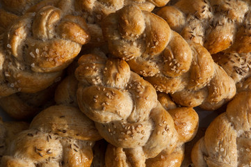 close-up view of homemade bread rolls
