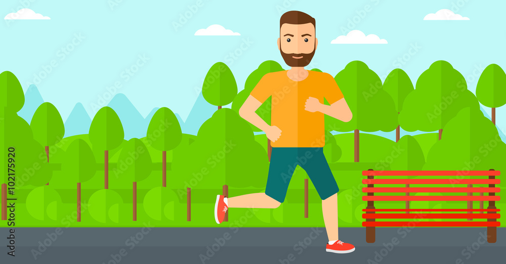 Poster Sportive man jogging.