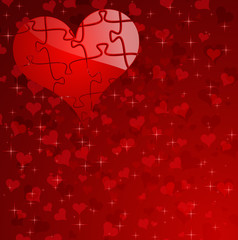 background on Valentine's Day with one heart like puzzles